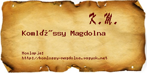 Komlóssy Magdolna névjegykártya